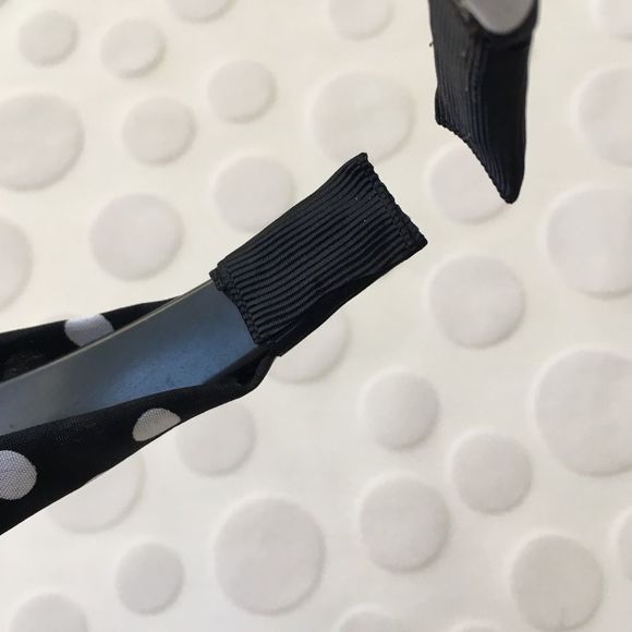 Headband, Black with White Polka Dot Print Fabric, Standard Size - Picture 4 of 5
